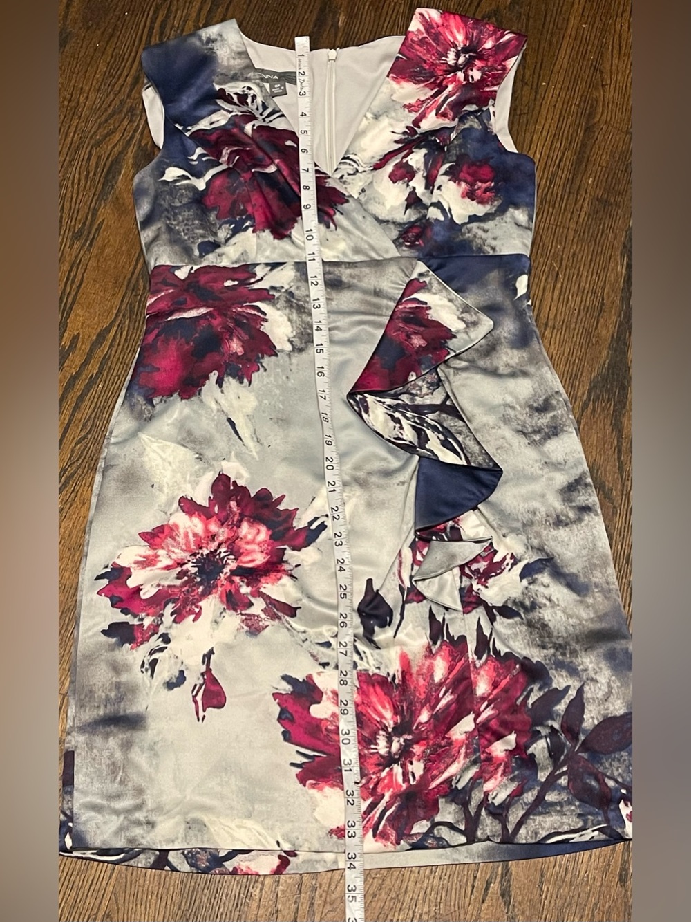 Donna Ricco Elegant multicolor Sleeveless Dress with Plum Floral Print - Picture 11 of 12